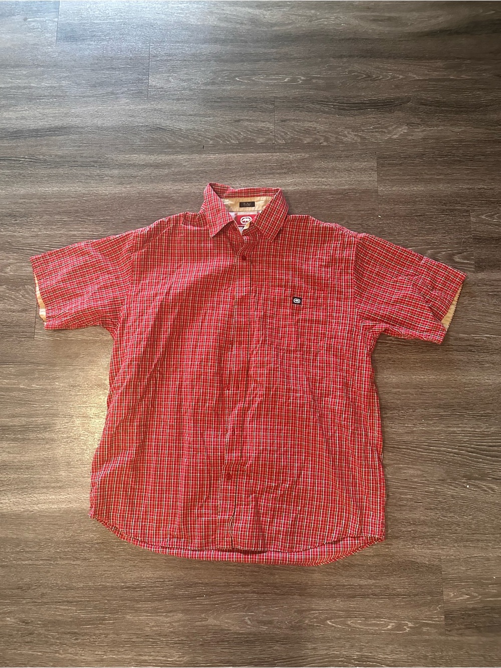 Ecko Unltd. Red Plaid Cotton Short Sleeve Button-Up the dwyer Shirt XL Men’s